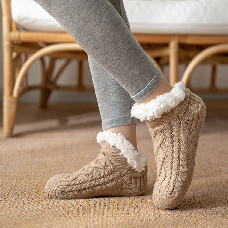 Winter Knitted Plush Floor Socks Home Warm Non-slip Carpet Socks Women