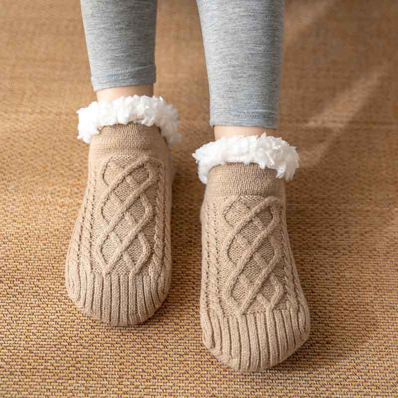 Winter Knitted Plush Floor Socks Home Warm Non-slip Carpet Socks Women